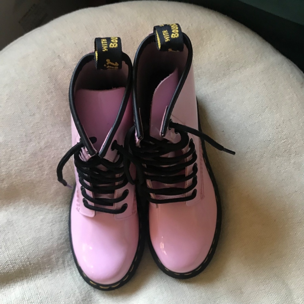 NEW Dr. Doc Martens boots 6 light Pink Patent Leather Lamper Combat Women’s 1460 - Picture 6 of 11